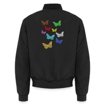 Neon Schmetterlinge  - Unisex Bomberjacke - Schwarz - Hinten - AI Model Male 185 light (185cm)