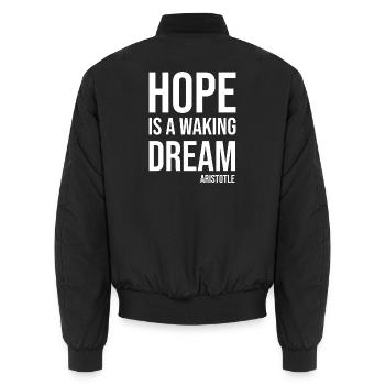 Hoffnung ist ein wacher Traum von Aristoteles, Zitat - Unisex Bomberjacke - Schwarz - Hinten - AI Model Male 185 light (185cm)