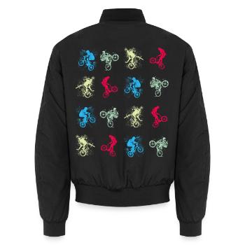 BMX / Bmx / bmx / idée cadeau / anniversaire - Bomber unisexe - noir - Dos - AI Model Male 185 light (185cm)