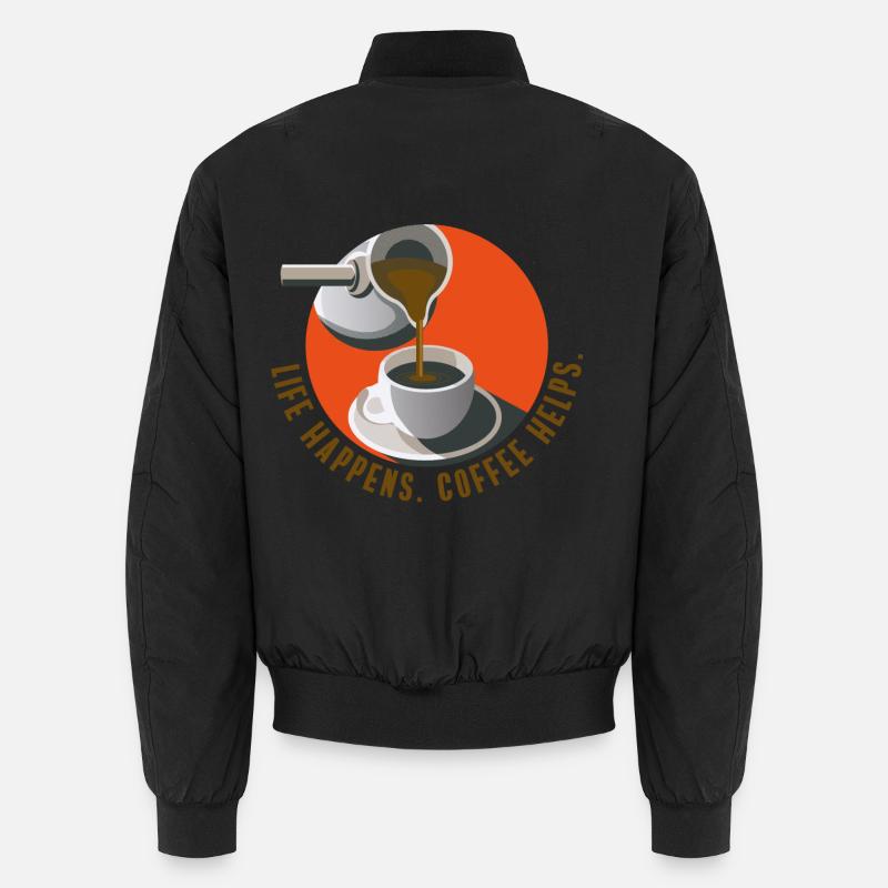 coffee helps cafe caffeine office saying cup drink Unisex Bomber Jacket