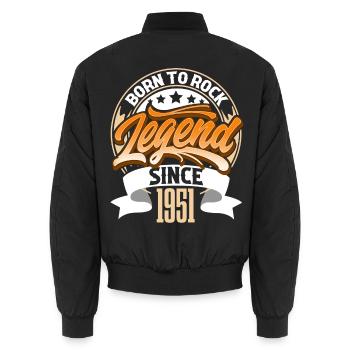1951 Geburtsjahr Geburtstag Legende Born To Rock - Unisex Bomberjacke - Schwarz - Hinten - AI Model Male 185 light (185cm)
