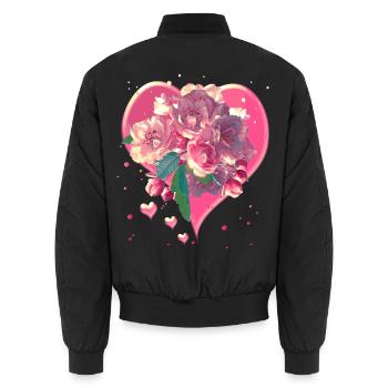Herz mit Mandelblüten Herzen Blumen - Unisex Bomberjacke - Schwarz - Hinten - AI Model Male 185 light (185cm)