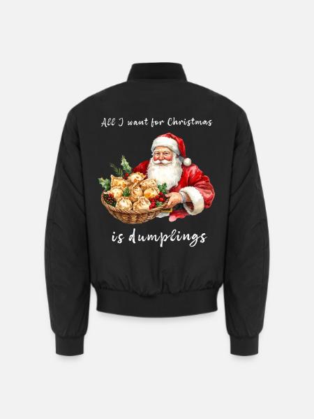 Der Weihnachtsmann mit einem Teller Knödel. Aquarell-Stil. - Unisex Bomberjacke - Schwarz
