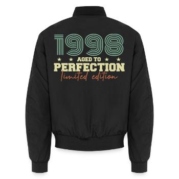 1998 - Unisex Bomberjacke - Schwarz - Hinten - AI Model Male 185 light (185cm)