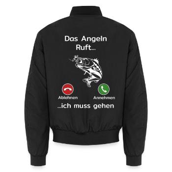 Das Angeln ruft ich muss gehen - Lustiges Angler - Unisex Bomberjacke - Schwarz - Hinten - AI Model Male 185 light (185cm)