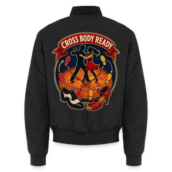 CROSS BODY READY - Unisex Bomber Jacket - black - Back - AI Model Male 185 light (185cm)