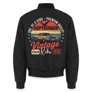 Geburtstag September 1968 Oldtimer - Unisex Bomberjacke - Schwarz - Hinten - AI Model Male 185 light (185cm)