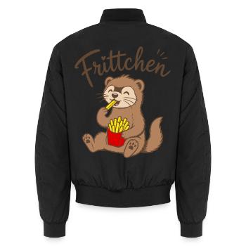 Frettchen Frittchen Fritten Pommes Frites essen - Unisex Bomberjacke - Schwarz - Hinten - AI Model Male 185 light (185cm)