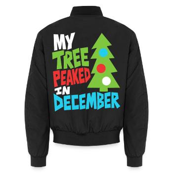 Weihnachtsbaum hatte im Dezember Hochsaison - Unisex Bomberjacke - Schwarz - Hinten - AI Model Male 185 light (185cm)