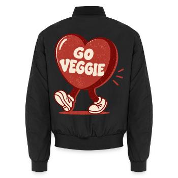 Go Veggie Retro Heart - Unisex Bomberjacke - Schwarz - Hinten - AI Model Male 185 light (185cm)