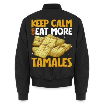 Keep Calm - Tamales - Unisex Bomberjacke - Schwarz - Hinten - AI Model Male 185 light (185cm)