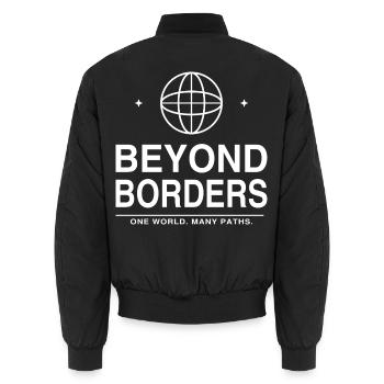 Jenseits der Grenzen Globus - Unisex Bomberjacke - Schwarz - Hinten - AI Model Male 185 light (185cm)