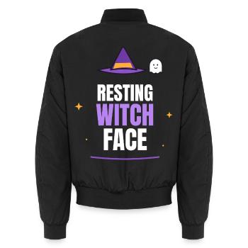 Resting Witch Face Halloween Witch Hat Ghost Funny - Unisex Bomberjacke - Schwarz - Hinten - AI Model Male 185 light (185cm)