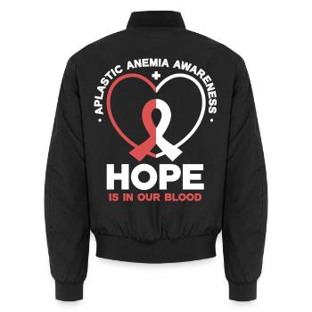 Aplastische Anämie - Hoffnung im Blut - Unisex Bomberjacke - Schwarz - Hinten - AI Model Male 185 light (185cm)