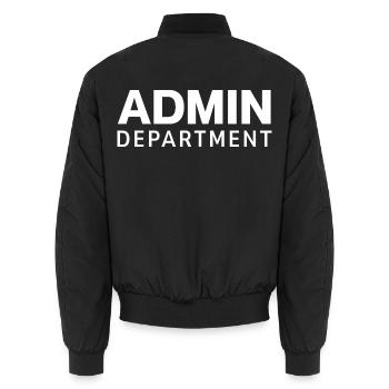 Typografie der Verwaltungsabteilung - Unisex Bomberjacke - Schwarz - Hinten - AI Model Male 185 light (185cm)