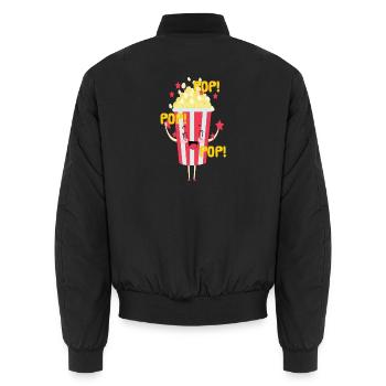 Popcorn Grignots Kino Canapé Fast Food Chips - Bomber unisexe - noir - Dos - AI Model Male 185 light (185cm)