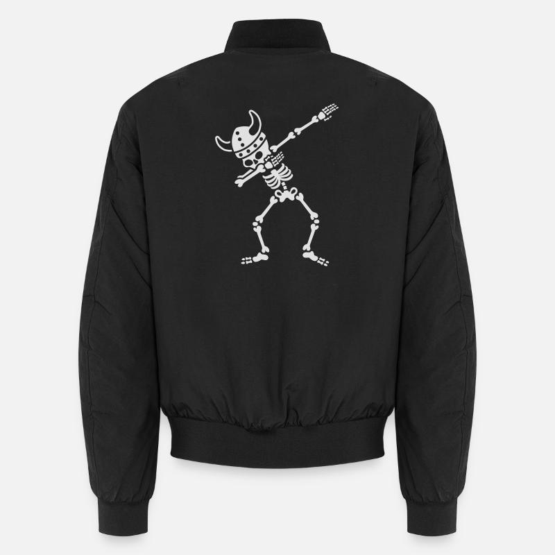 Skeleton Dab Dabbing Viking - Unisex Bomber Jacket - black