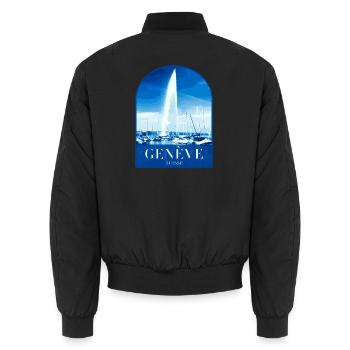 Geneva JetdEau Harbour Motif - Unisex Bomber Jacket - black - Back - AI Model Male 185 light (185cm)