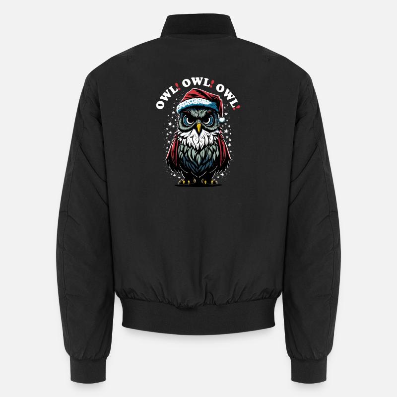 Weihnachtsmann Eule - Unisex Bomberjacke - Schwarz