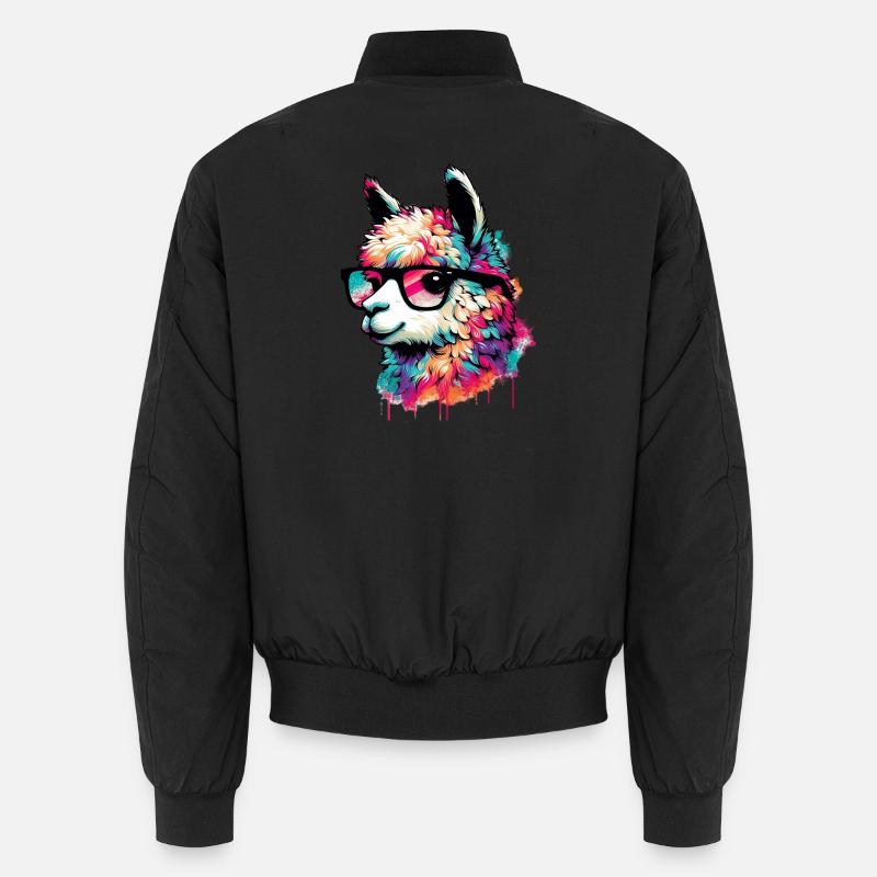 Alpaka mit Brille Unisex Bomberjacke