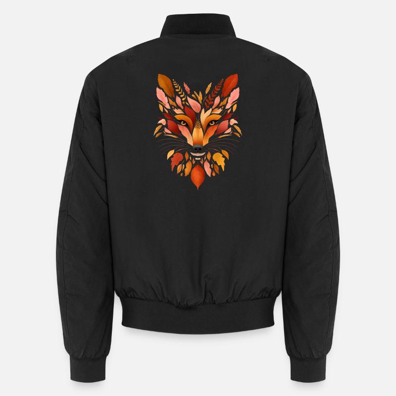 Fox head designed from different leaves Unisex Bomber Jacket