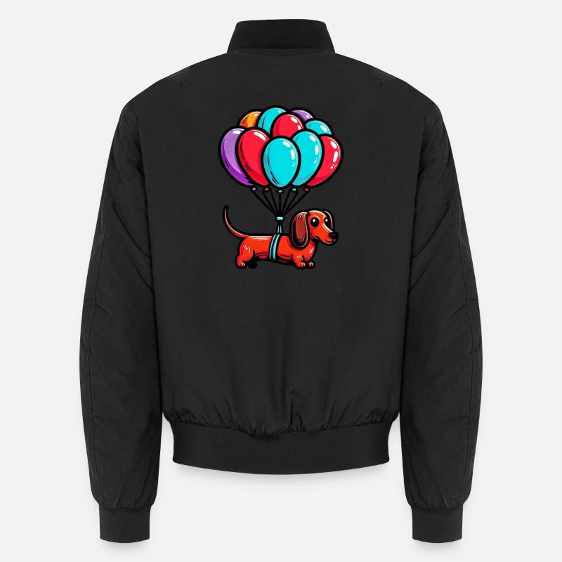 Dackelhund mit Luftballons Unisex Bomberjacke