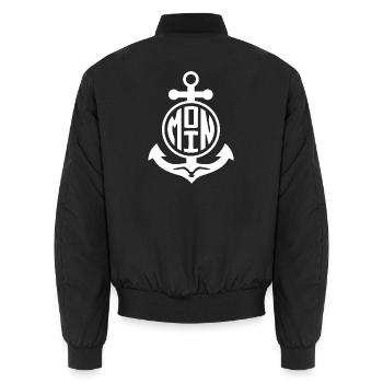 MOIN Anker Möwe Norddeutschland - Unisex Bomberjacke - Schwarz - Hinten - AI Model Male 185 light (185cm)