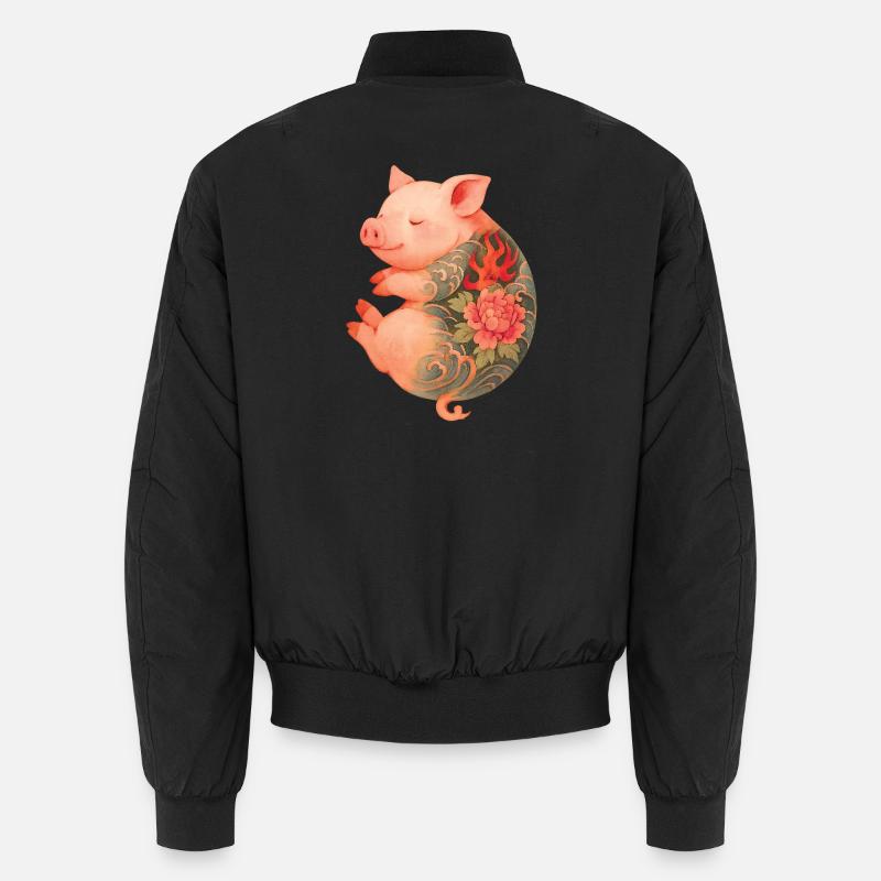 Tätowiertes Ferkel – Friedliche Tinte - Unisex Bomberjacke - Schwarz
