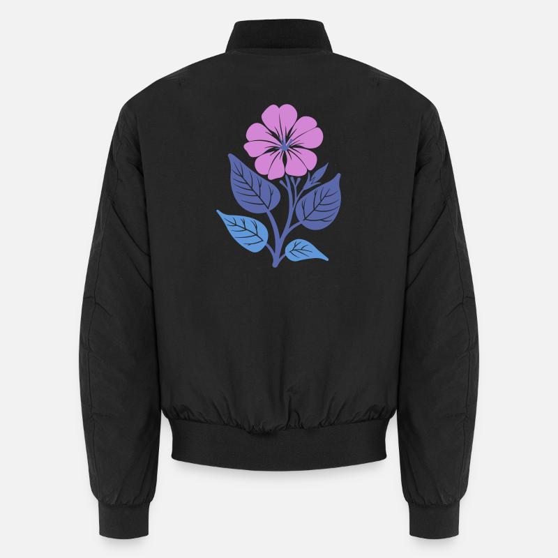 Fleur violette aux feuilles bleues - Bomber unisexe - noir