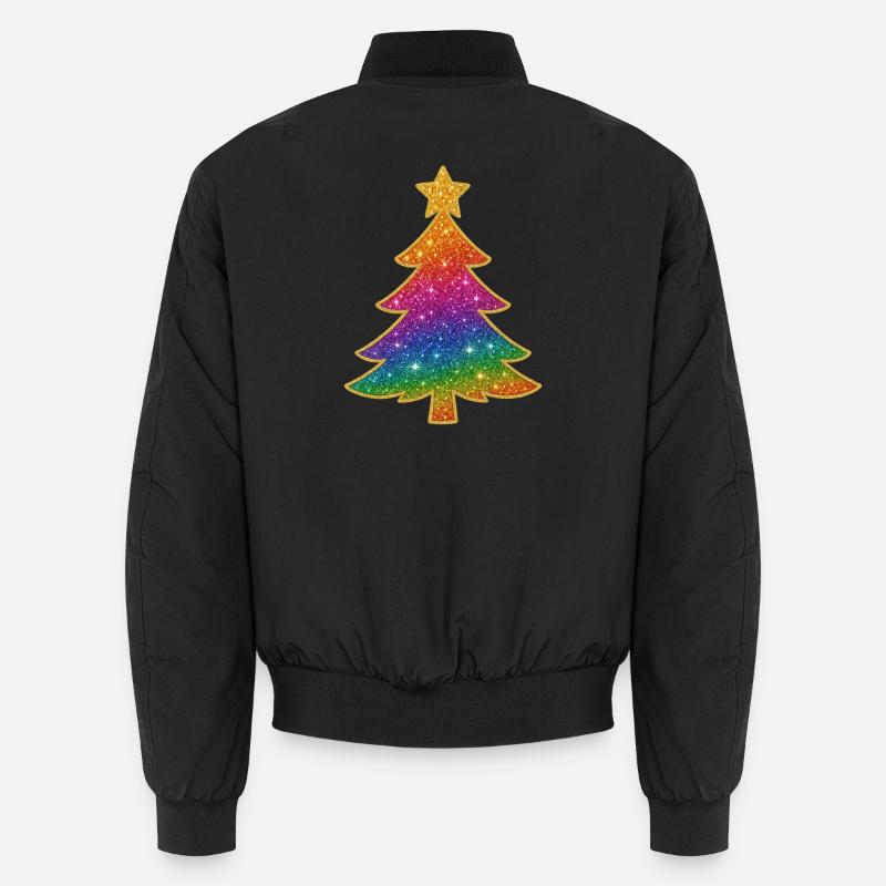 Arbre de Noël scintillant arc-en-ciel - Bomber unisexe - noir