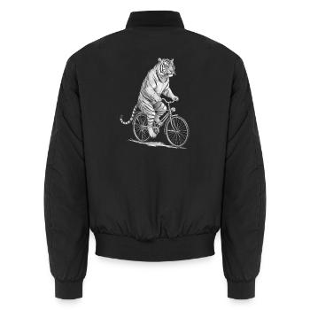 Tiger Rider auf Vintage-Fahrrad - Unisex Bomberjacke - Schwarz - Hinten - AI Model Male 185 light (185cm)