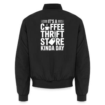 Journée du Kindaday du Coffee Frift - Bomber unisexe - noir - Dos - AI Model Male 185 light (185cm)
