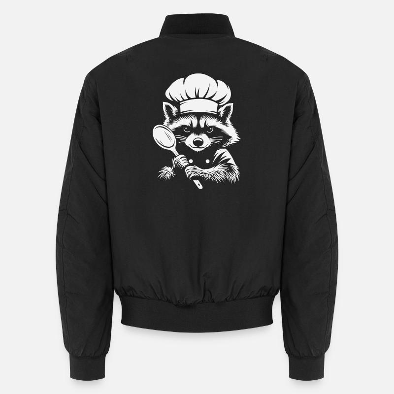 Grimmiger Waschbär Koch | Lustiges Küchen Motiv Unisex Bomberjacke