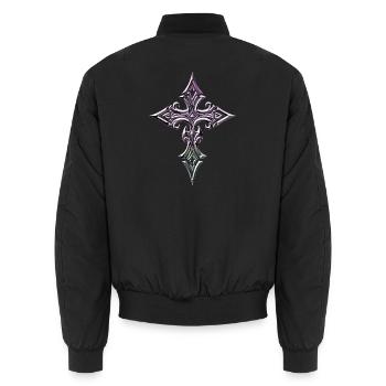 Irisierendes, verziertes Kreuz - Unisex Bomberjacke - Schwarz - Hinten - AI Model Male 185 light (185cm)