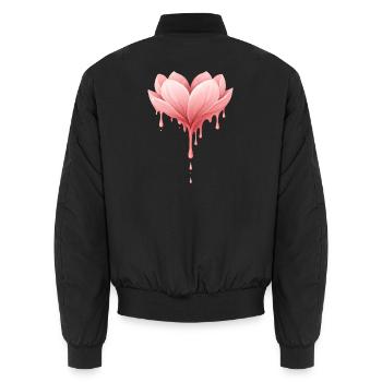 Illustration de fleur de lotus avec gouttes - Bomber unisexe - noir - Dos - AI Model Male 185 light (185cm)