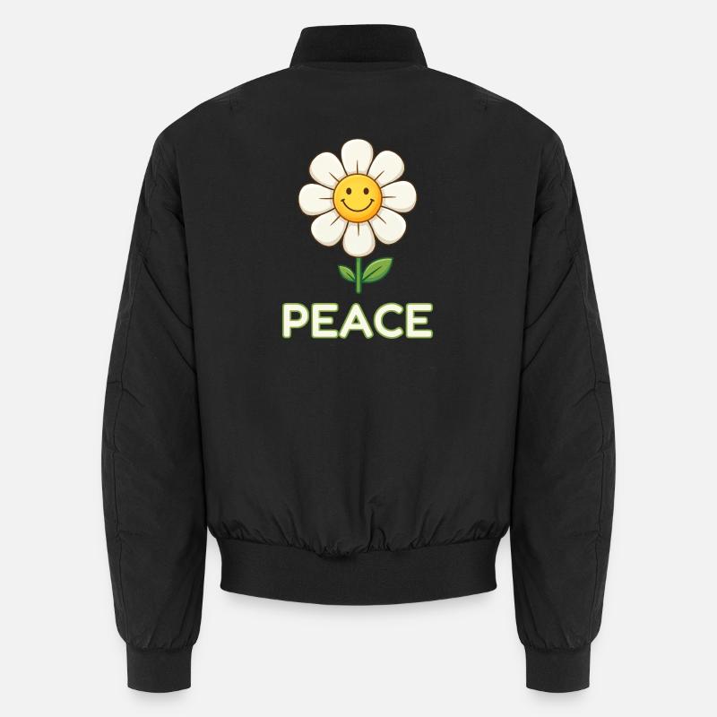 Anti-Kriegs-Friedensblume – Retro Smiley Daisy Unisex Bomberjacke