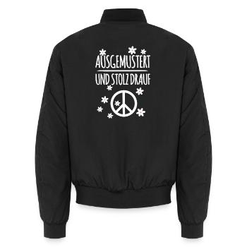 Peace Symbol Ausgemustert - Unisex Bomberjacke - Schwarz - Hinten - AI Model Male 185 light (185cm)