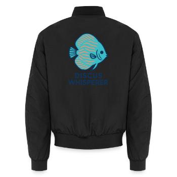 Leidenschaftlich für Blau- und Orange-Diskusfische - Unisex Bomberjacke - Schwarz - Hinten - AI Model Male 185 light (185cm)
