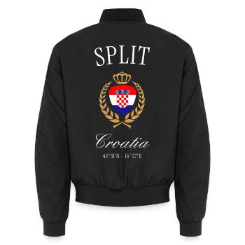 Split Kroatien Wappen Krone – Reise Souvenir - Unisex Bomberjacke - Schwarz - Hinten - AI Model Male 185 light (185cm)