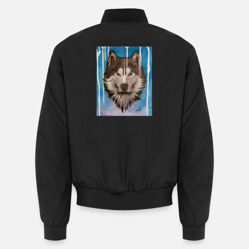 Conception aquarelle Husky - Bomber unisexe - noir