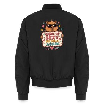 Réveillé sexy à mort - Capybara rétro drôle - Bomber unisexe - noir - Dos - AI Model Male 185 light (185cm)