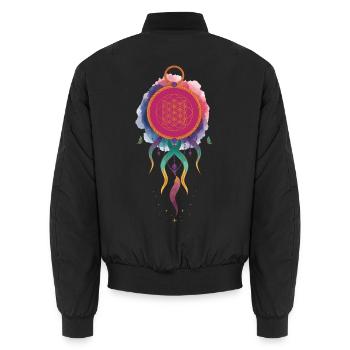 Spiritualität Heilige Geometrie Lotusblume Zen - Unisex Bomberjacke - Schwarz - Hinten - AI Model Male 185 light (185cm)
