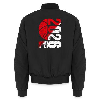 Basketball Meister Edition 2026 in rot und weiß - Unisex Bomberjacke - Schwarz - Hinten - AI Model Male 185 light (185cm)
