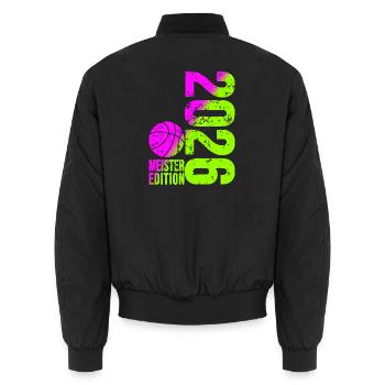 Basketball Champion Shirt 2026, lime Pink - Unisex Bomber Jacket - black - Back - AI Model Male 185 light (185cm)