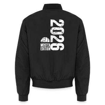 Volleyball Master Bag 2026, White, Hoodie - Unisex Bomber Jacket - black - Back - AI Model Male 185 light (185cm)