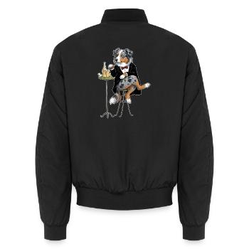 Sir Fussel "Australian Shepherd" - Unisex Bomberjacke - Schwarz - Hinten - AI Model Male 185 light (185cm)