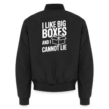 Ich mag große Kisten und kann nicht lügen - Unisex Bomberjacke - Schwarz - Hinten - AI Model Male 185 light (185cm)