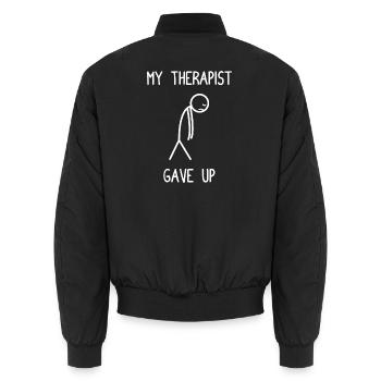 My therapist gave up Physio Physiotherapeut - Unisex Bomberjacke - Schwarz - Hinten - AI Model Male 185 light (185cm)