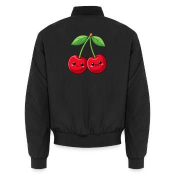 Lustige Kawaii Kirschen Geschenk  - Unisex Bomberjacke - Schwarz - Hinten - AI Model Male 185 light (185cm)