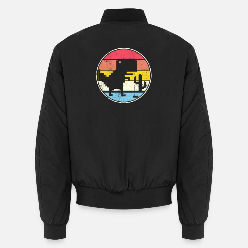 Pixel Sunset Circle with Silhouette - Unisex Bomber Jacket - black
